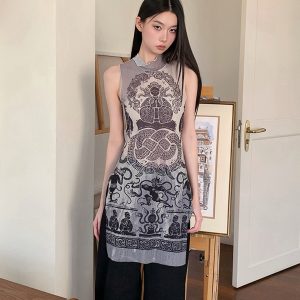 Summer Snake Print High-Elastic Mesh Vest - Trendy Single-Layer Top for a 90s-Inspired Look