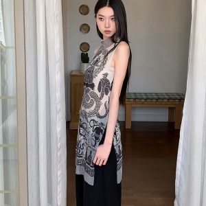 Summer Snake Print High-Elastic Mesh Vest - Trendy Single-Layer Top for a 90s-Inspired Look