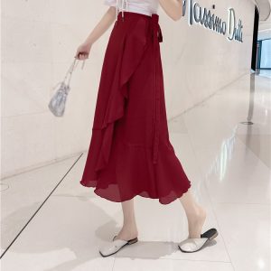 Summer Tie-Up Ruffled One-Piece Beach Skirt for Women, Irregular Fishtail Floral Skirt, TikTok Fairy Style