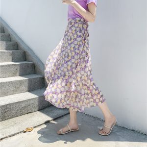 Summer Tie-Up Ruffled One-Piece Beach Skirt for Women, Irregular Fishtail Floral Skirt, TikTok Fairy Style