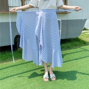 Summer Tie-Up Ruffled One-Piece Beach Skirt for Women, Irregular Fishtail Floral Skirt, TikTok Fairy Style