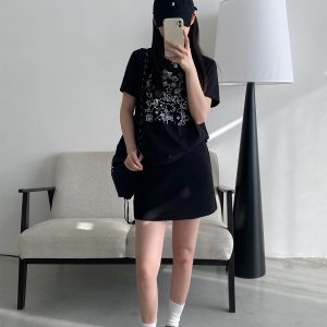 Summer Urban Island Sun Grapefruit Printed T-Shirt - Korean Style Round Neck Short Sleeve Slim Fit Top for Cool Comfort