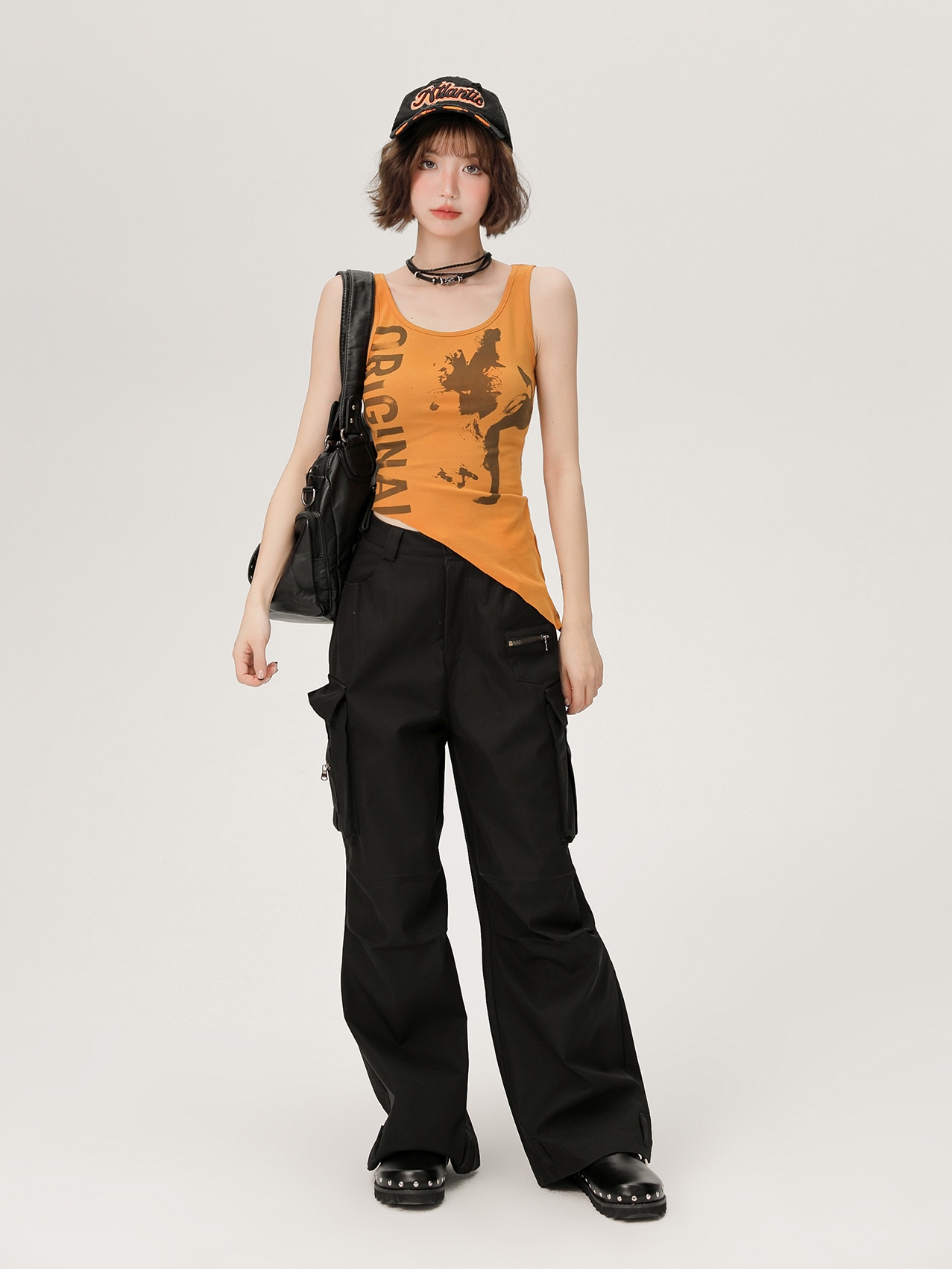 Summer Vintage Asymmetrical Slim-Fit Tank Top for Women - American Style Spicy Girl Print, Cute and Trendy Fashion Summer Vintage Asymmetrical Slim-Fit Tank Top for Women - American Style Spicy Girl Print, Cute and Trendy Fashion