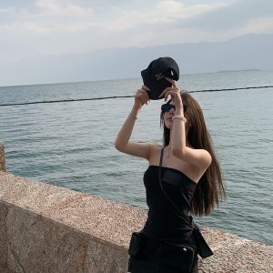 Summer Vintage Black Strapless Dress with Short Design - Y2K Hot Girl Workwear Style