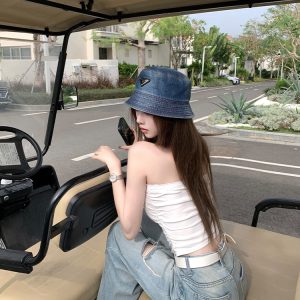 Summer Wash Blue Cat Whisker Ripped Loose Wide-Leg Jeans for Women - Trendy Y2K Style, Casual Chic Denim Pants