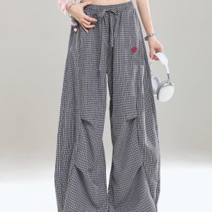Summer Wide-Leg Casual Work Pants for Women - Loose BF Style, Curved Knife Design, American Jazz Dance Inspired