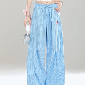 Summer Wide-Leg Casual Work Pants for Women - Loose BF Style, Curved Knife Design, American Jazz Dance Inspired