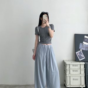 Summer Wide-Leg Sunscreen Pants for Women - Casual Thin Floor-Length Trousers for Work - Sun Yuzu Cool Style