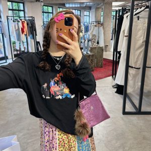 Summer Women's Printed Long Sleeve T-Shirt - Loose Fit, Slimming Round Neck, Sun Protection, Trendy and Stylish