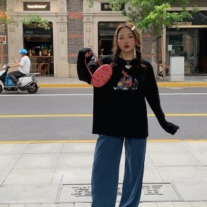 Summer Women's Printed Long Sleeve T-Shirt - Loose Fit, Slimming Round Neck, Sun Protection, Trendy and Stylish