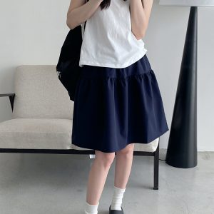 Sun Grapefruit Casual Elastic Waist Short Skirt for Women – Versatile Slimming Loose Sports Skirt for Spring Summer 90s Style