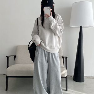 Sun Grapefruit Loose-Fitting Wide-Leg Sweatpants for Women - Stylish Casual Long Pants with Great Drape for Spring and Summer