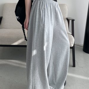 Sun Grapefruit Loose-Fitting Wide-Leg Sweatpants for Women - Stylish Casual Long Pants with Great Drape for Spring and Summer