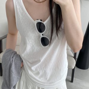Sun Grapefruit Relaxed Basic Tank Top - Versatile Casual Wear for Outdoor Comfort, Perfect for Lazy Days and Everyday Style