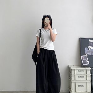 Sun Grapefruit Short-Sleeve T-Shirt for Women - Round Neck Slim-Fit Summer Top, Trendy Niche Shoulder Style