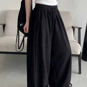 Sun Grapefruit Wide-Leg Denim Pants for Women - Soft, Loose Drape, Versatile Summer Style