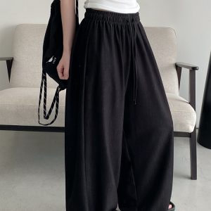 Sun Grapefruit Wide-Leg Denim Pants for Women - Soft, Loose Drape, Versatile Summer Style