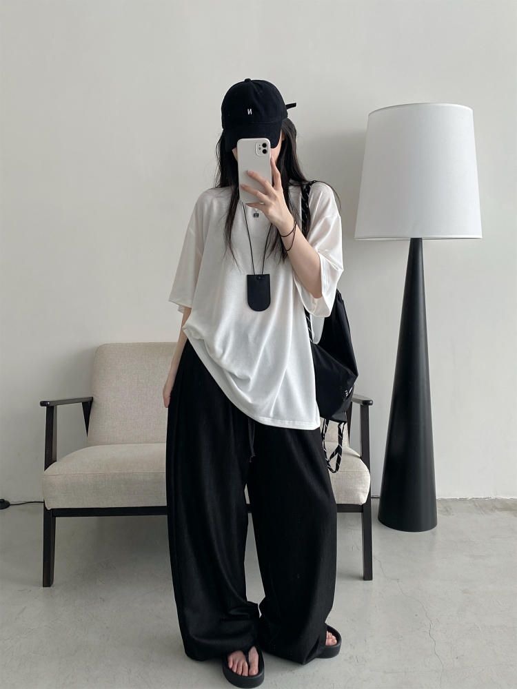 Sun Grapefruit Wide-Leg Denim Pants for Women - Soft, Loose Drape, Versatile Summer Style Sun Grapefruit Wide-Leg Denim Pants for Women - Soft, Loose Drape, Versatile Summer Style