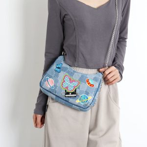 Sweet Cool Cowboy Underarm Bag Women's Y2K Embroidered Chain Crossbody Bag - Trendy Millennium Hot Girl Style