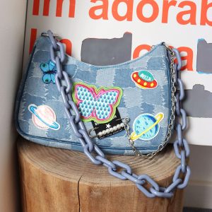 Sweet Cool Cowboy Underarm Bag Women's Y2K Embroidered Chain Crossbody Bag - Trendy Millennium Hot Girl Style