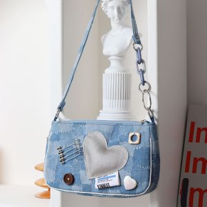 Sweet Cool Heart Cowboy Underarm Bag for Women - Y2K Chain Crossbody Bag, Trendy 90s Style, Unique Niche Design