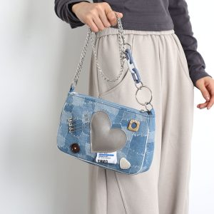 Sweet Cool Heart Cowboy Underarm Bag for Women - Y2K Chain Crossbody Bag, Trendy 90s Style, Unique Niche Design