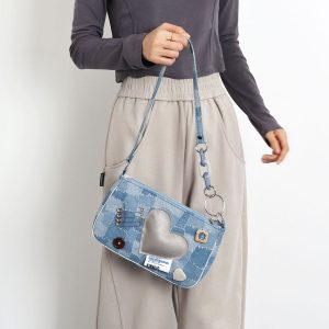 Sweet Cool Heart Cowboy Underarm Bag for Women - Y2K Chain Crossbody Bag, Trendy 90s Style, Unique Niche Design