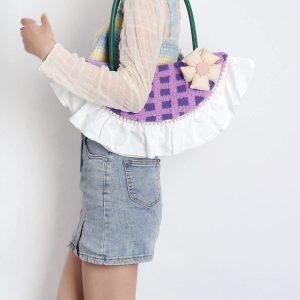 Sweet Cute Woolen Fan-Shaped Tote Underarm Handbag for Autumn Winter - Trendy High-End Fashion Accessory