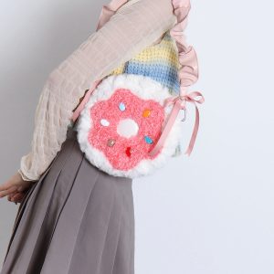 Sweet Donut Small Round Crossbody Bag for Girls - Cute Trendy Phone Bag in Lolita Style