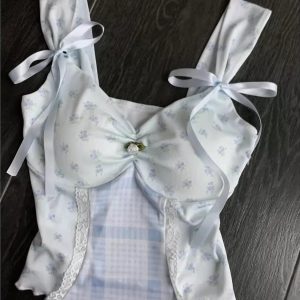 Sweet Floral Camisole for Women with Chest Pads - Summer Chic Short Fitted Sleeveless Top, Perfect for 90s and Y2K Style