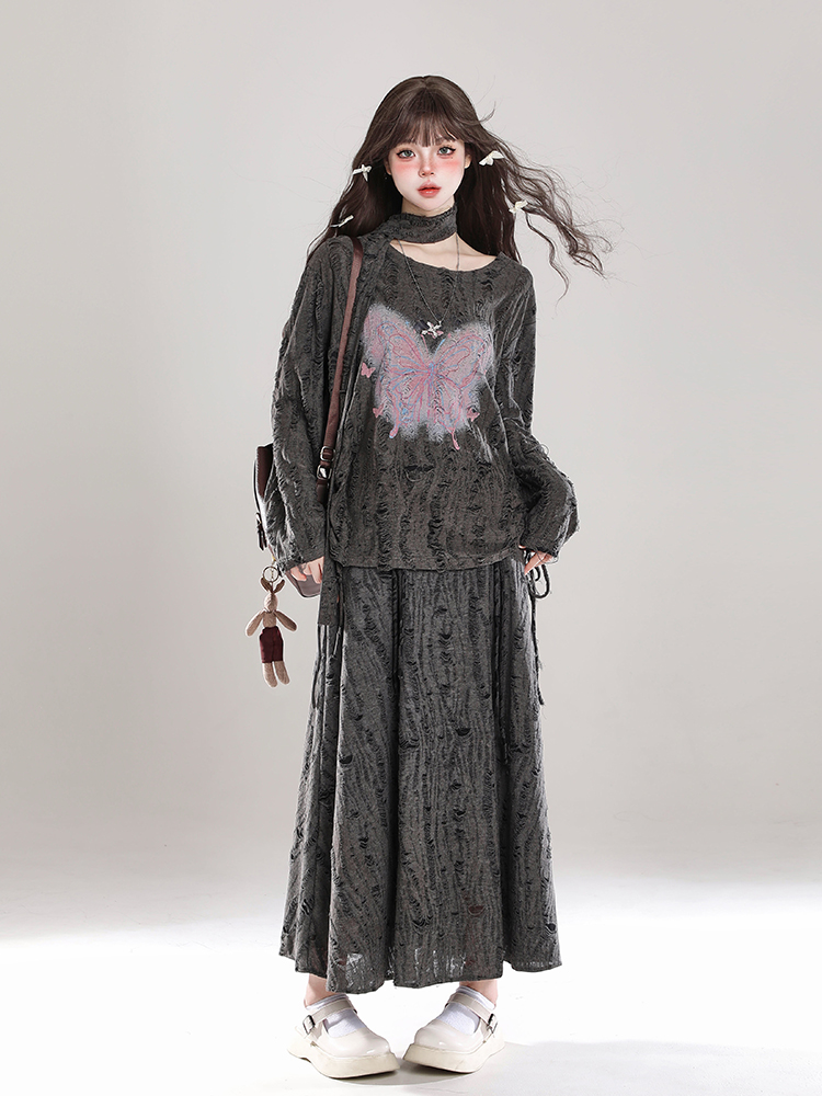 Sweet Girl Butterfly Embroidery Long Sleeve T-Shirt Sun Protection Cover-Up for Women - Spring Summer Loose Top for Lazy Style Sweet Girl Butterfly Embroidery Long Sleeve T-Shirt Sun Protection Cover-Up for Women - Spring Summer Loose Top for Lazy Style