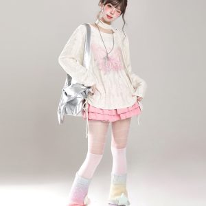 Sweet Girl Butterfly Embroidery Long Sleeve T-Shirt Sun Protection Cover-Up for Women - Spring Summer Loose Top for Lazy Style