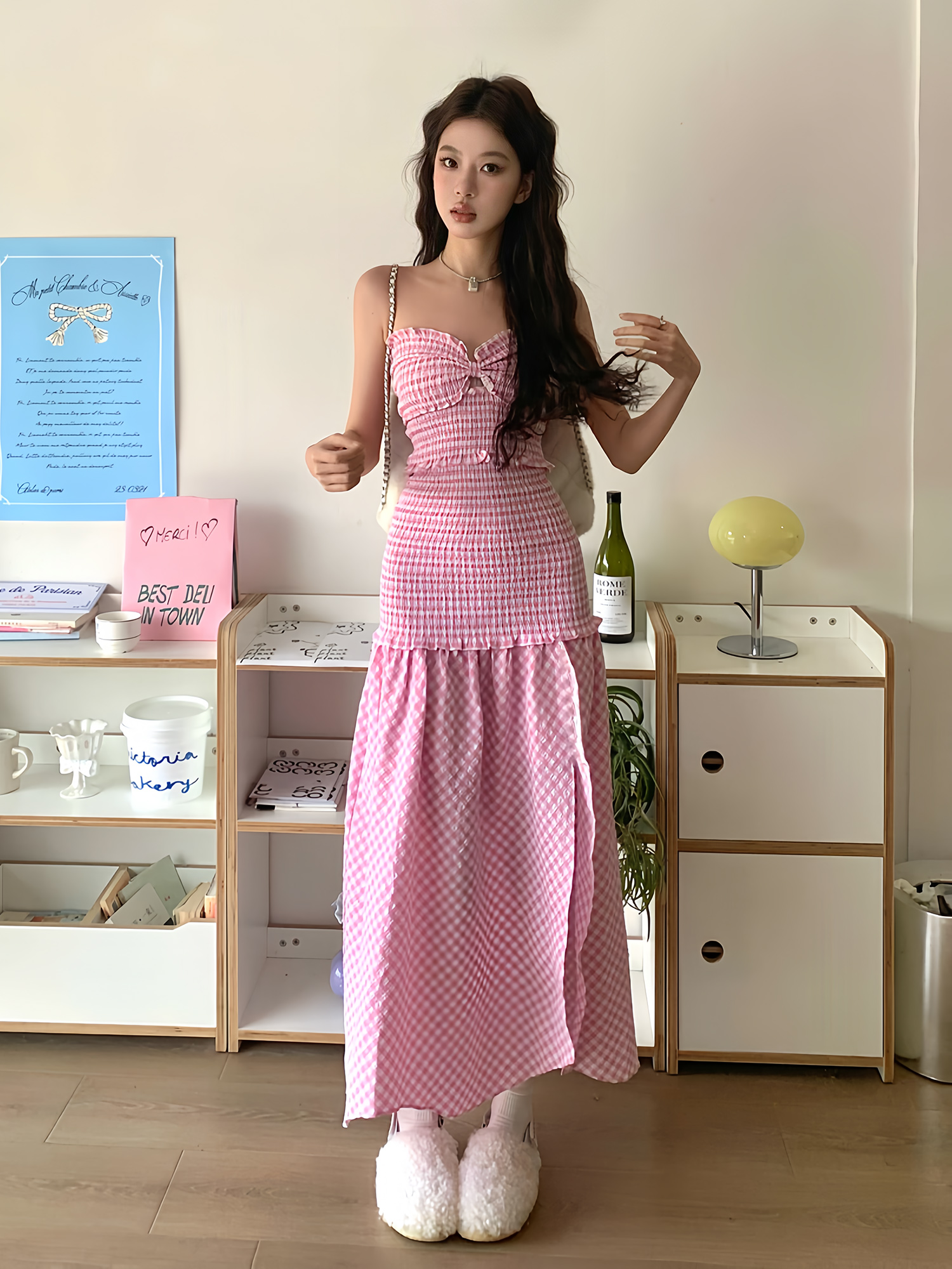 Sweet Pink Checkered Strapless Fitted Dress - High-End Feel, Niche Design, Hot Girl Style, Trendy 90s Inspired Fashion Sweet Pink Checkered Strapless Fitted Dress - High-End Feel, Niche Design, Hot Girl Style, Trendy 90s Inspired Fashion