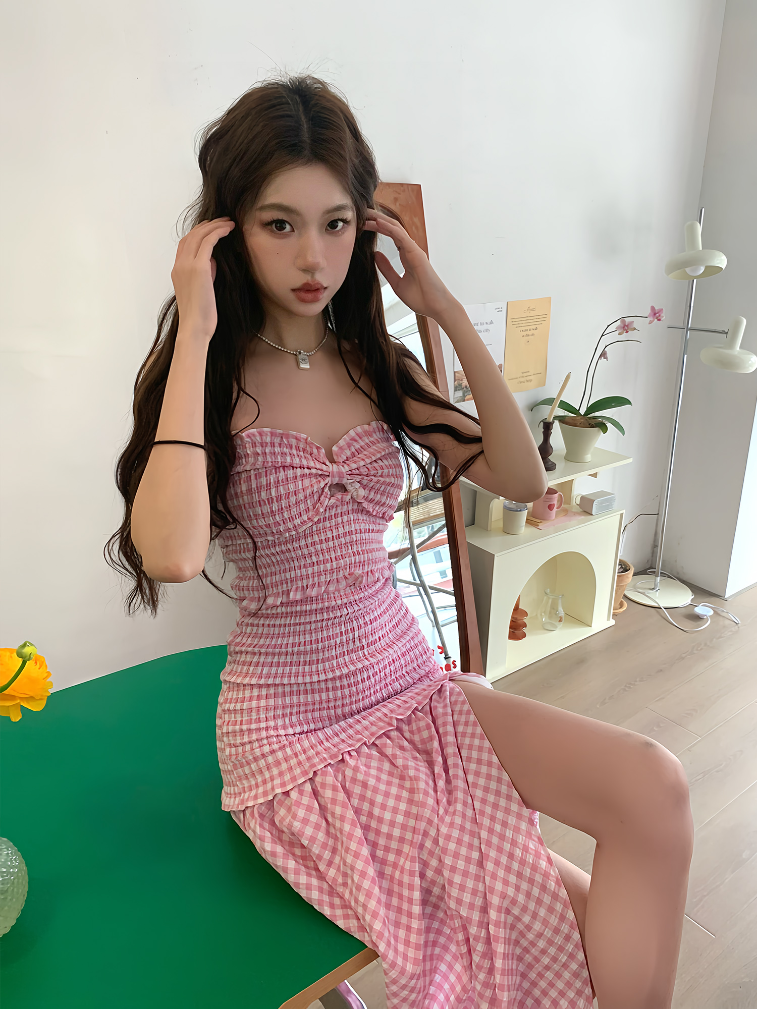 Sweet Pink Checkered Strapless Fitted Dress - High-End Feel, Niche Design, Hot Girl Style, Trendy 90s Inspired Fashion Sweet Pink Checkered Strapless Fitted Dress - High-End Feel, Niche Design, Hot Girl Style, Trendy 90s Inspired Fashion