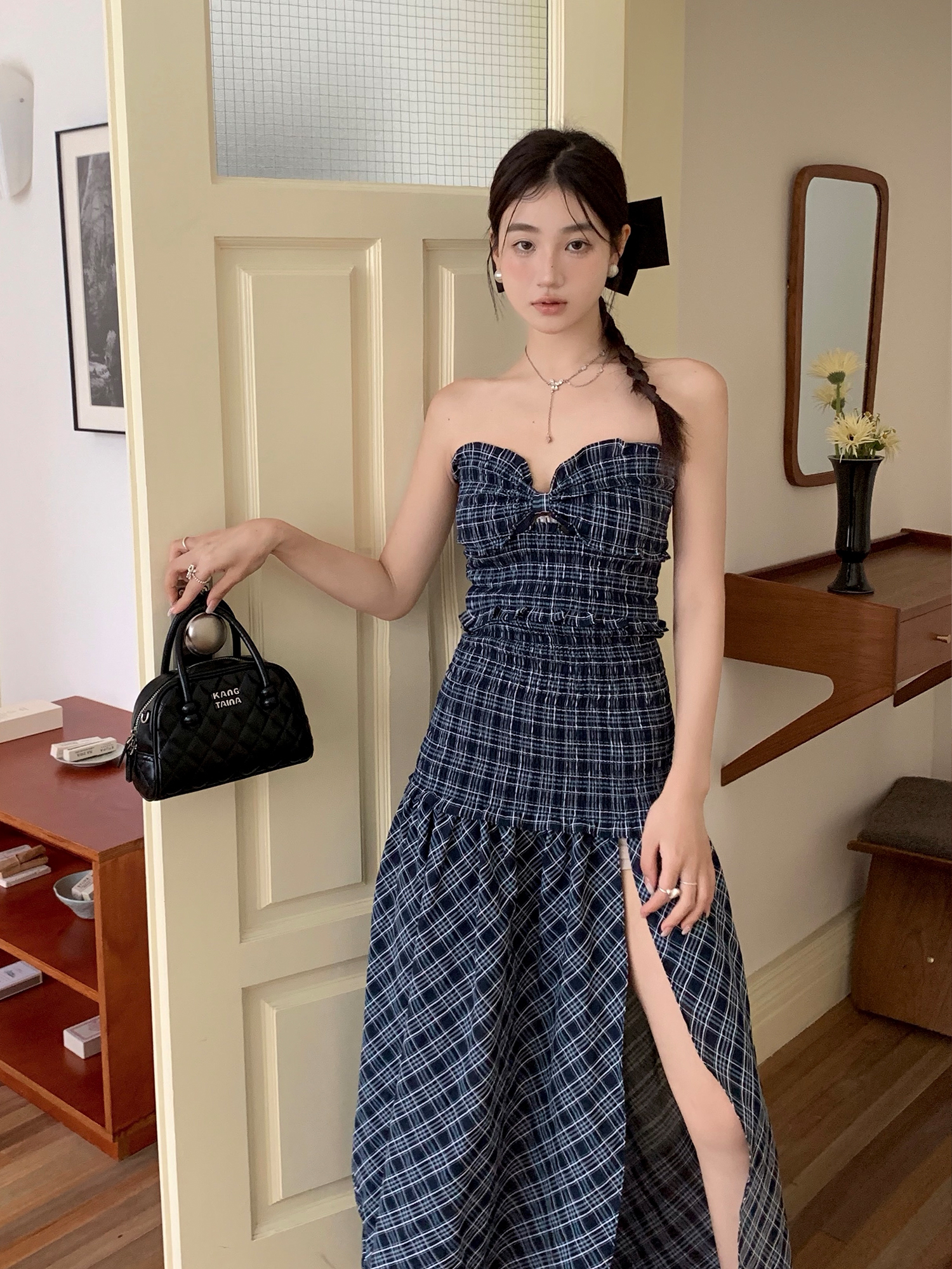 Sweet Pink Checkered Strapless Fitted Dress - High-End Feel, Niche Design, Hot Girl Style, Trendy 90s Inspired Fashion Sweet Pink Checkered Strapless Fitted Dress - High-End Feel, Niche Design, Hot Girl Style, Trendy 90s Inspired Fashion