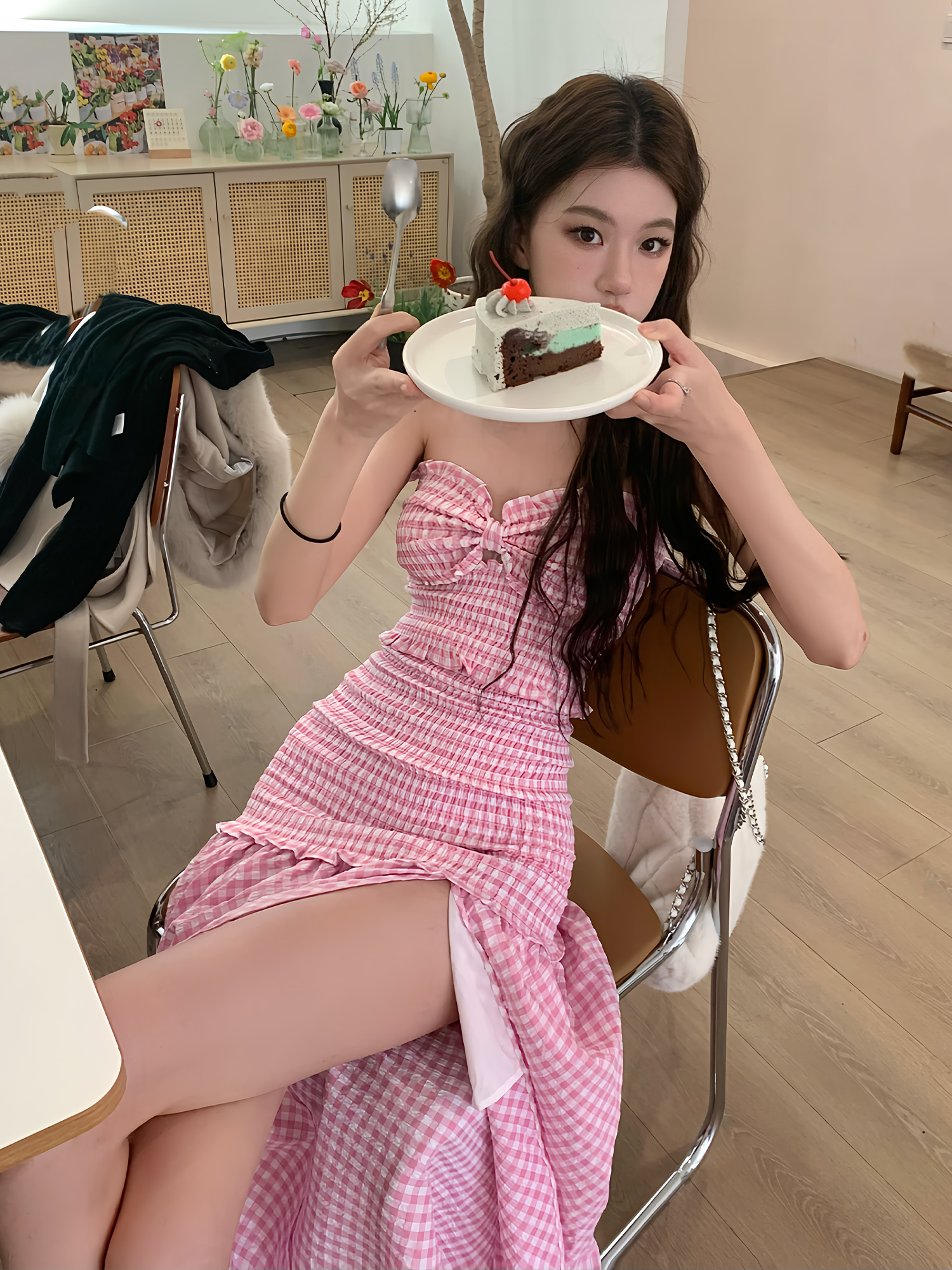 Sweet Pink Checkered Strapless Fitted Dress - High-End Feel, Niche Design, Hot Girl Style, Trendy 90s Inspired Fashion Sweet Pink Checkered Strapless Fitted Dress - High-End Feel, Niche Design, Hot Girl Style, Trendy 90s Inspired Fashion