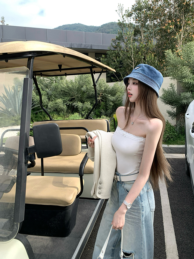 Sweetheart Strapless Lace Trim Slim-Fit Wrap Top - Soft Cheese Fabric, Elegant Inner Layer, Perfect for Y2K and 90s Style Outfits Sweetheart Strapless Lace Trim Slim-Fit Wrap Top - Soft Cheese Fabric, Elegant Inner Layer, Perfect for Y2K and 90s Style Outfits