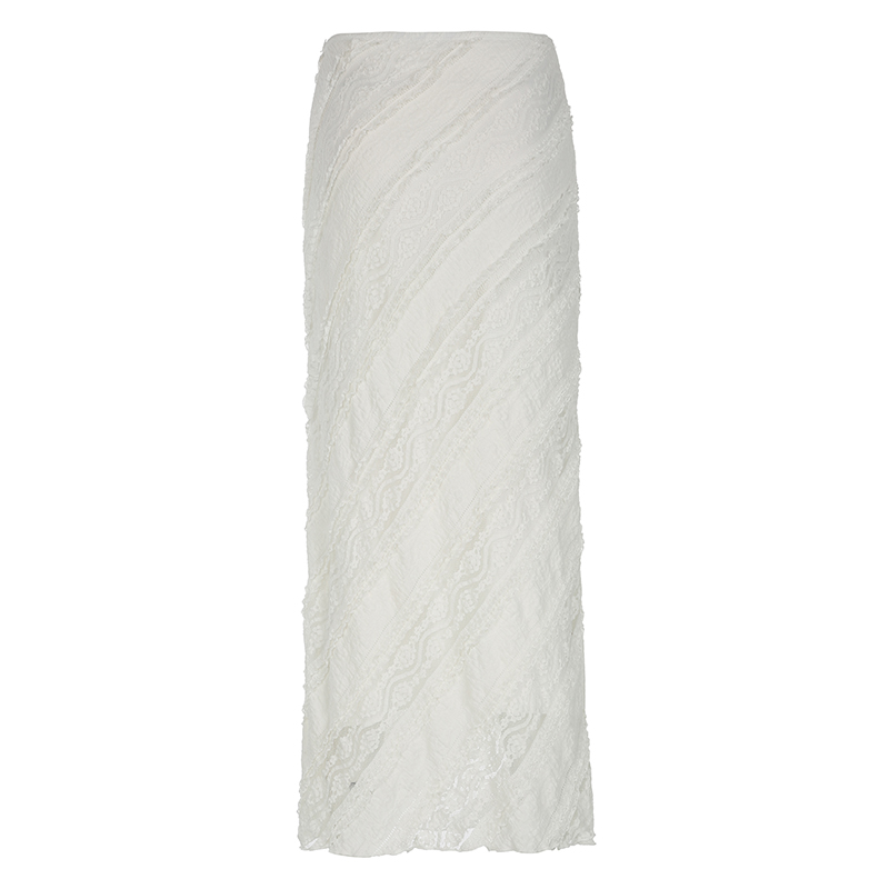 Textured Lace Long Dress for Women - Ethnic Style Vintage High-Slit Fitted Skirt, Perfect for Boho or Y2K Fashion Enthusiasts