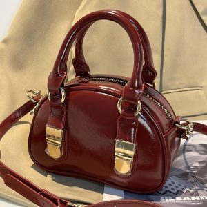 Textured Niche Bowling Bag for Women - 2025 Fashion, Simple Design, Small Round Shoulder Crossbody Handbag