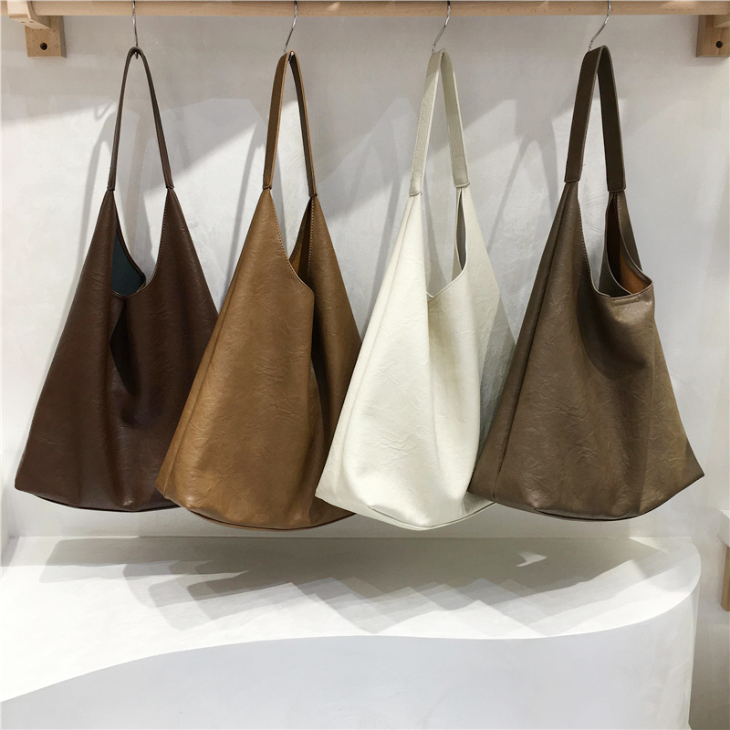 Textured Soft Leather Large Capacity Shoulder Tote Bag - 2023 Autumn/Winter Lazy Style Versatile Fashion Handbag