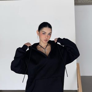 Thick Fleece V-Neck Hoodie for Cold Weather - Super Warm Loose Fit - Cozy Lazy Style - Available in 3 Colors