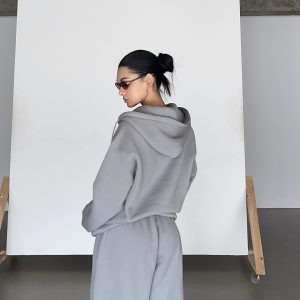 Thick Fleece V-Neck Hoodie for Cold Weather - Super Warm Loose Fit - Cozy Lazy Style - Available in 3 Colors