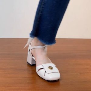 Thick-Heeled Open-Toe Sandals for Women - Hollow Design, Camellia Style, Summer 2025 Trendy High Heels