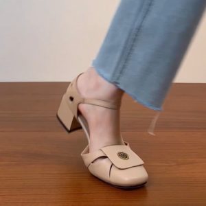 Thick-Heeled Open-Toe Sandals for Women - Hollow Design, Camellia Style, Summer 2025 Trendy High Heels