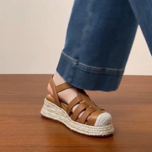 Thick Sole Open-Toe Sandals for Women - Summer 2025 Roman Style Hollow Pig Cage Cowhide Footwear