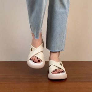 Thick-Soled Cross-Strap High Heels Sandals for Women - Summer 2025 Outdoor Footwear, Trendy Y2K Style
