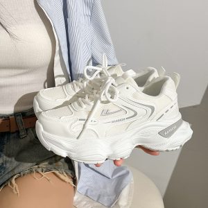 Thick-Soled Dad Shoes for Women - 2025 New Style Mesh Breathable Casual Sneakers - Versatile Soft-Soled White Sports Footwear