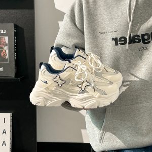 Thick-Soled Dad Shoes for Women - 2025 New Style Mesh Breathable Casual Sneakers - Versatile Soft-Soled White Sports Footwear