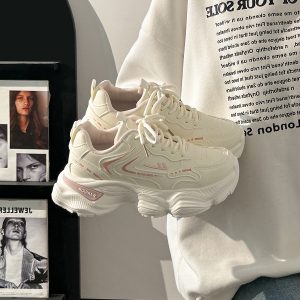 Thick-Soled Dad Shoes for Women - 2025 New Style Mesh Breathable Casual Sneakers - Versatile Soft-Soled White Sports Footwear