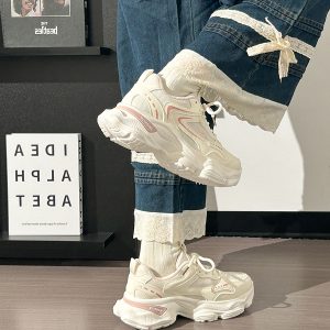 Thick-Soled Dad Shoes for Women - 2025 New Style Mesh Breathable Casual Sneakers - Versatile Soft-Soled White Sports Footwear